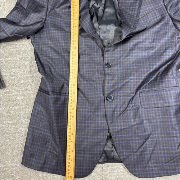 Peter Millar Flynn Classic Fit Blue Gray Plaid Wool Sport Coat Blazer Jacket 40R - Picture 4 of 11